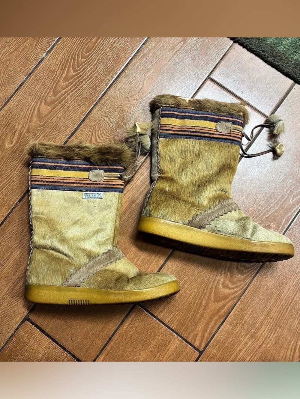 Tecnica Skandia Apres-Ski Fur Boots Brown & Yellow